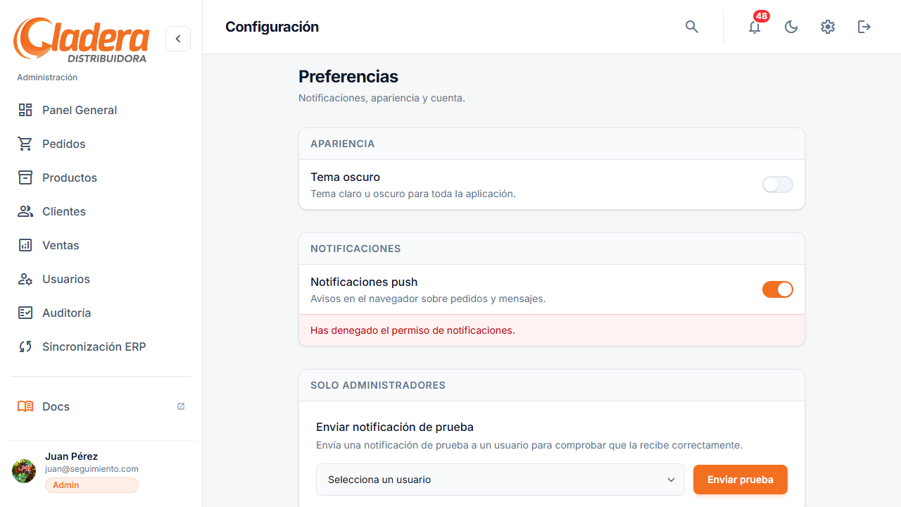 Configuración — accesible